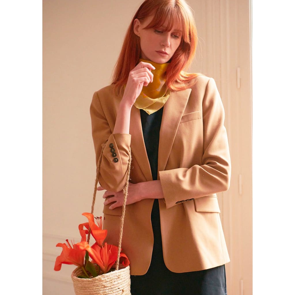 Foulard carré 65cm en coton soie Virginie Riou« Le bandana le citronnier » 