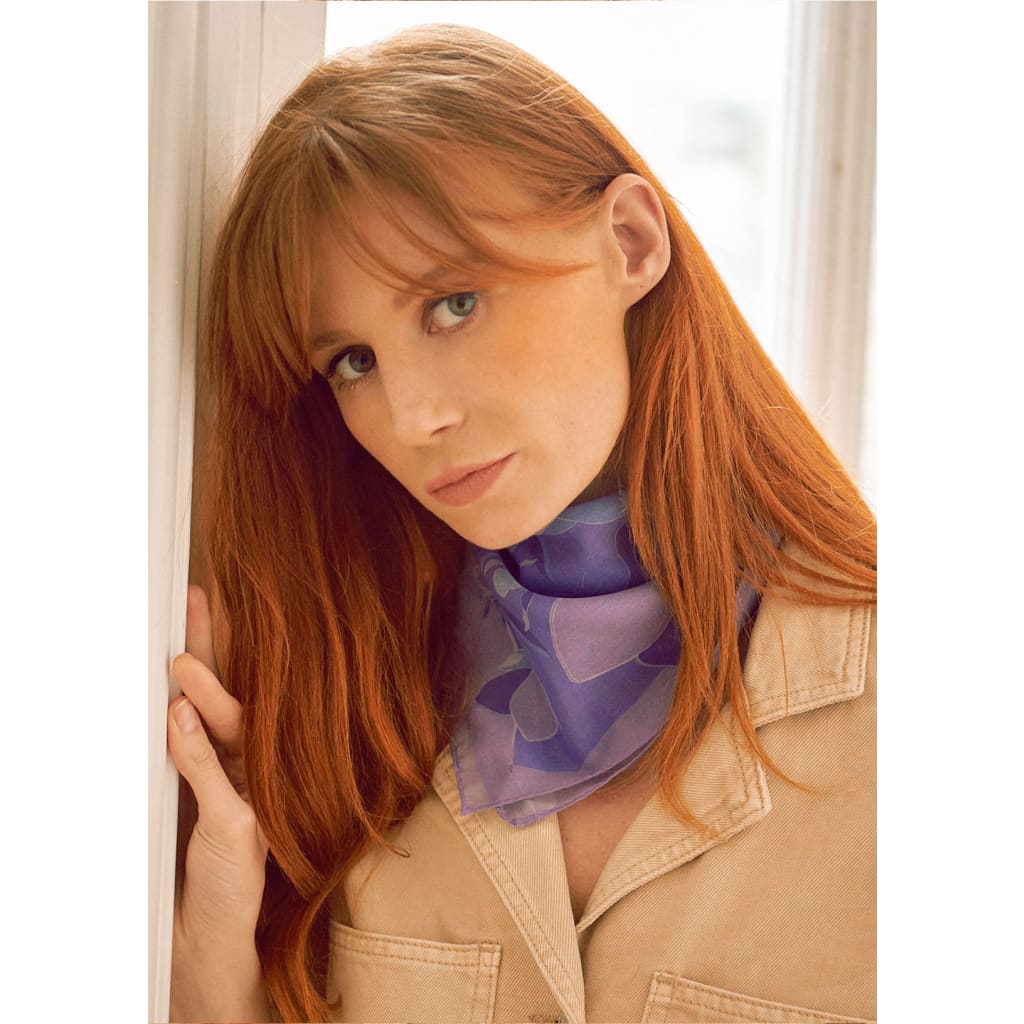 Foulard carré 65cm en coton soie Virginie Riou « Le bandana l’amellau »