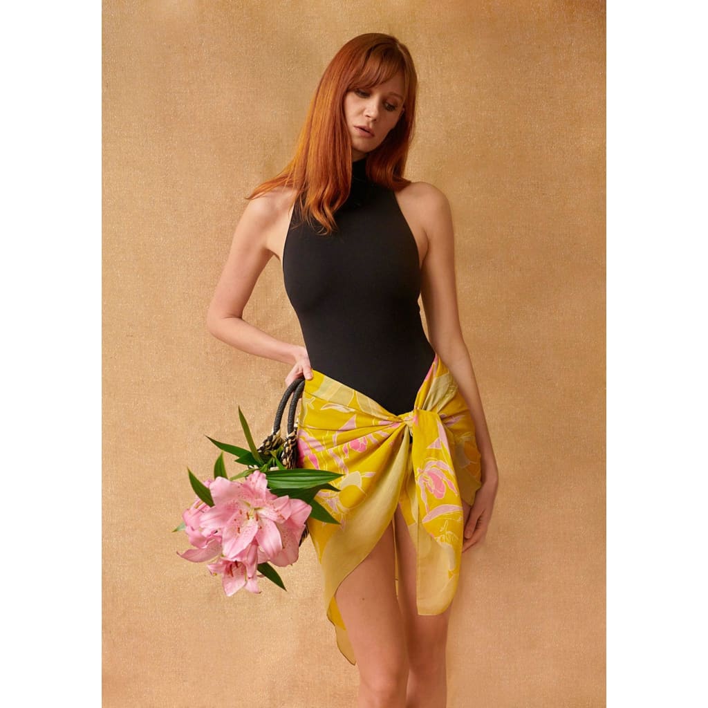 Foulard paréo en coton soie Virginie Riou « Le grand citronnier »